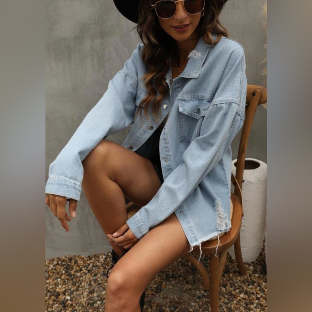 Destructed denim jacket
